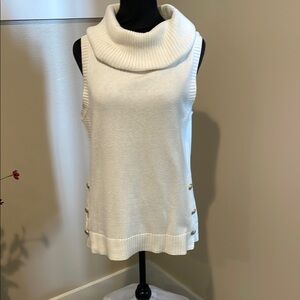 Talbots Cream Sleeveless Cowl Neck Sweater